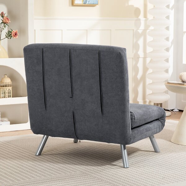 HOMCOM Poltrona imbottita con funzione letto, design 2-in-1, poltrona letto, letto per ospiti, rivestimento in tessuto, con cuscino, Grigio scuro | Aosom Italy