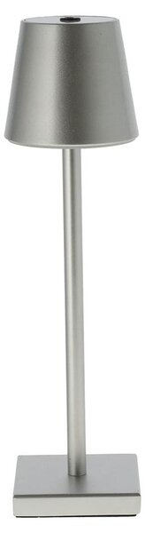 Lampada da tavolo a LED, argento, touch dimmer, batteria ricaricabile, USB, H 38 cm