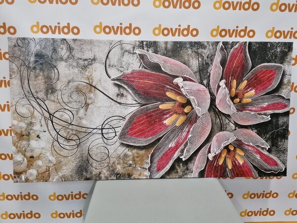 Stampa su tela – Fiori con perle