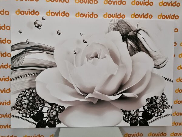 Quadro su tela – Rose di lusso con astrazione in bianco e nero