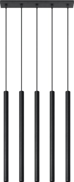 Nero luce a sospensione metallo stretto 5 luci G9 moderno PETERA tavolo da pranzo cucina luce a sospensione