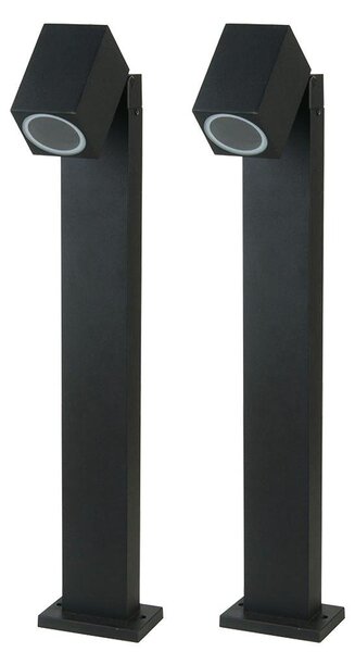 Set di 2 lampade da terra, alluminio, nere, con riflettore orientabile, altezza 80 cm