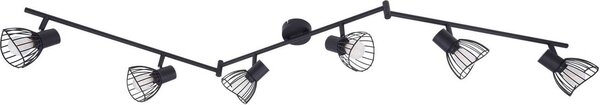 Plafoniera Lindby Piena, nera, 6 luci, metallo, 150 cm