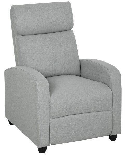 HOMCOM Poltrona Relax, regolabile 135°, poggiapiedi e schienale imbottiti, Lino-Polyester, Grigio Chiaro | Aosom Italy