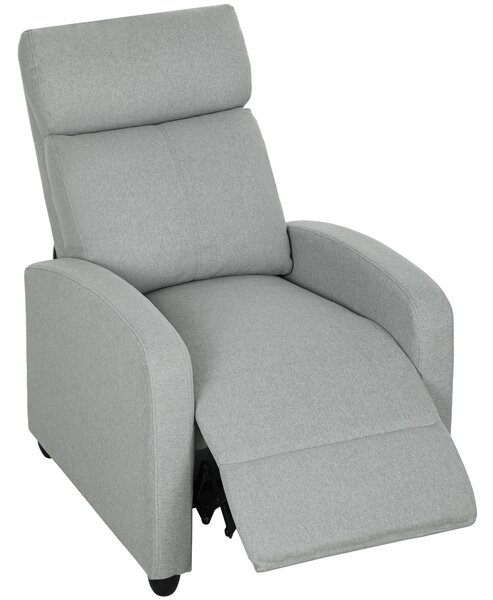 HOMCOM Poltrona Relax, regolabile 135°, poggiapiedi e schienale imbottiti, Lino-Polyester, Grigio Chiaro | Aosom Italy