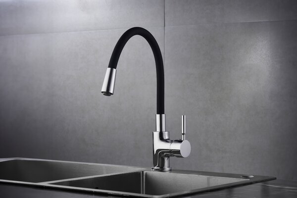 Miscelatore monocomando da lavello VEREG, versione flessibile BARCELONA, nero