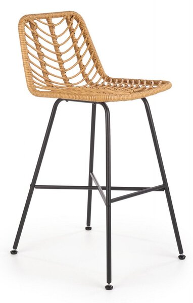 Sgabello da bar H-97 in rattan sintetico intrecciato