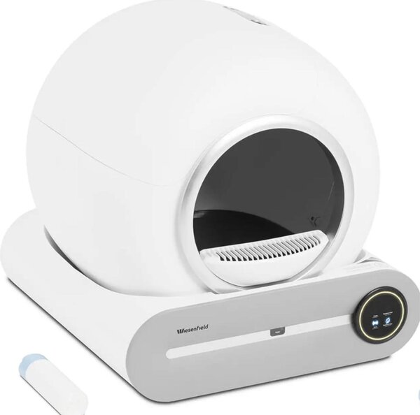 Expondo Wiesenfield Lettiera autopulente per gatti - Controllo tramite app - Apertura Ø 25 cm - Sterilizzazione al plasma