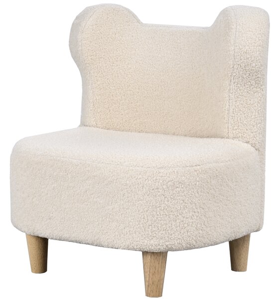 AIYAPLAY Poltrona per bambini, poltrona in peluche con orecchie d'orso, rivestimento in peluche, schiuma, beige | Aosom Italy