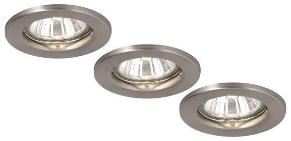 Set di 3 faretti da incasso, metallo cromato, tondo, D 8 cm