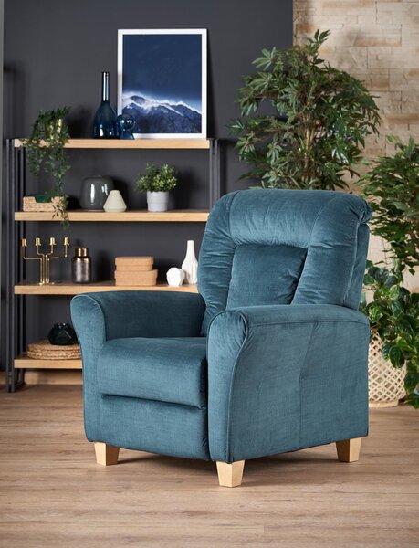 Poltrona reclinabile Bard in tessuto blu navy - H102 cm