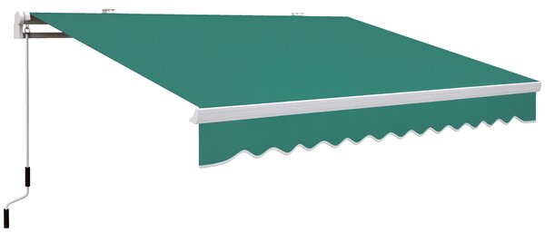 Outsunny Tenda da Sole a Bracci Avvolgibile, Tenda parasole a Manovella in Metallo e Alluminio, 4x2.5m, Verde Scuro | Aosom Italy