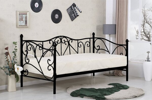 Letto Sumatra in metallo nero - 90x200 cm