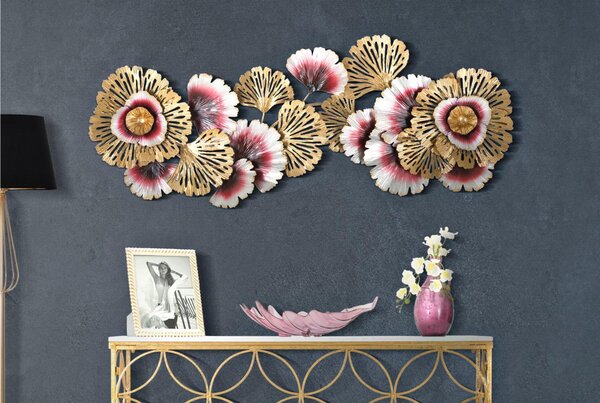 Pannello da muro in Metallo dal design floreale 3D Forme geometriche 130X5,5X54 cm peso 1,80 kg multicolore metallo