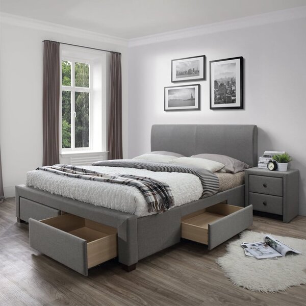 Letto Modena imbottito in grigio - 140x200 cm