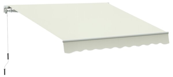 Outsunny Tenda da Sole Avvolgibile a Caduta Manuale per Porte e Finestre, in Alluminio e Poliestere Anti-UV, 295x245cm, Bianco | Aosom Italy