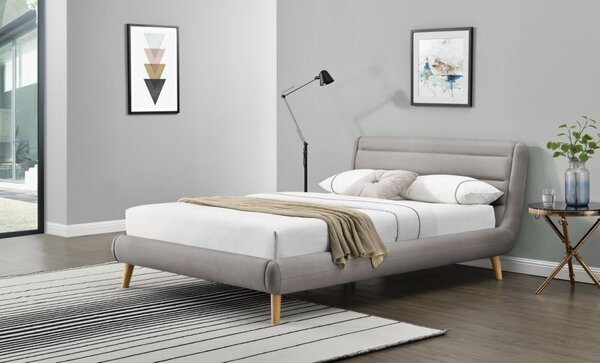 Letto Elanda imbottito in tessuto grigio chiaro - 160x200 cm