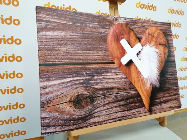 Stampa su tela – Croce su sfondo di legno