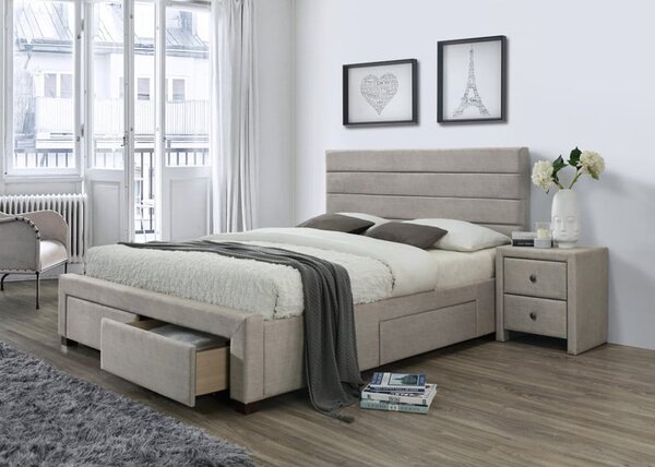 Letto Kayleon imbottito in beige - 160x200 cm