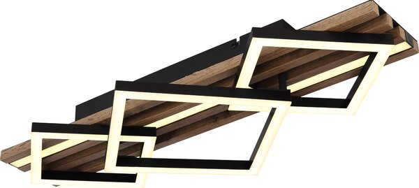 Plafoniera LED, nera, effetto legno, 3 livelli, L 61 cm