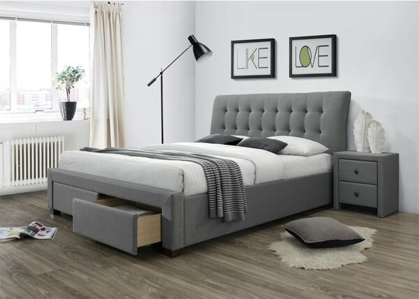 Letto Percy imbottito in grigio - 160x200 cm