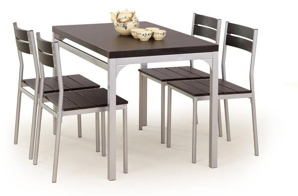 Set tavolo MDF + 4 sedie Malcolm wengé