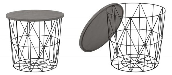 Tavolino da caffè Mariffa in nero-grigio - p 42 x h 41 cm