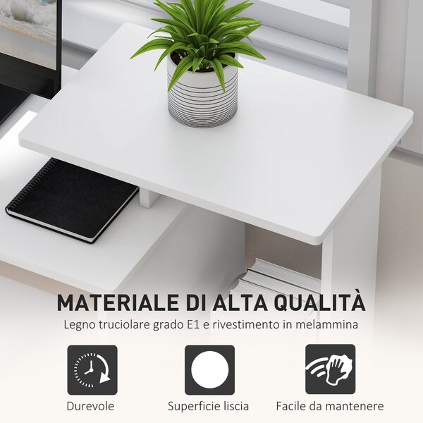 HOMCOM Scrivania Moderna per PC con Mensola Porta Tastiera, Ripiano e Cassetto in Tessuto, in Legno, 100x40x86.6cm, Bianco|Aosom
