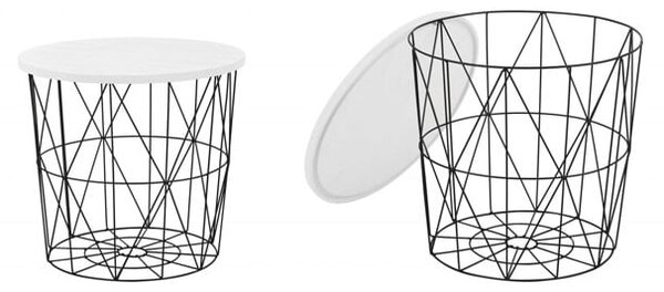 Tavolino da caffè Mariffa in bianco-nero - p 42 x h 41 cm