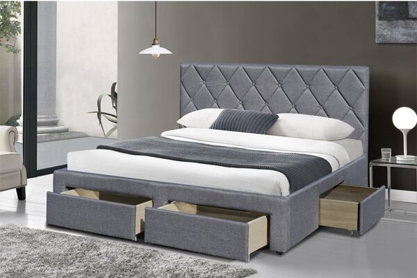 Letto Betina imbottito in grigio - 160x200 cm