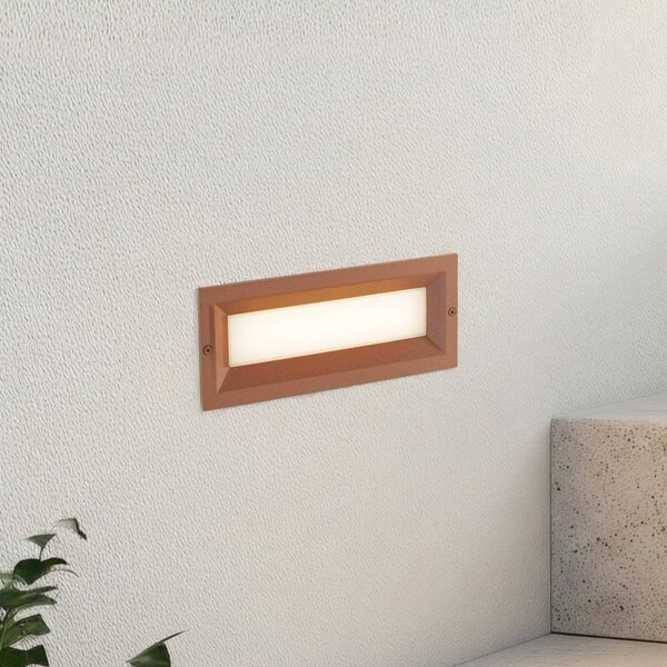 Lucande Applique a LED da incasso Lachlain, ruggine, 25 cm, IP65 Lachlain, Marrone / Ruggine, Alluminio, Moderno, Applique da esterni