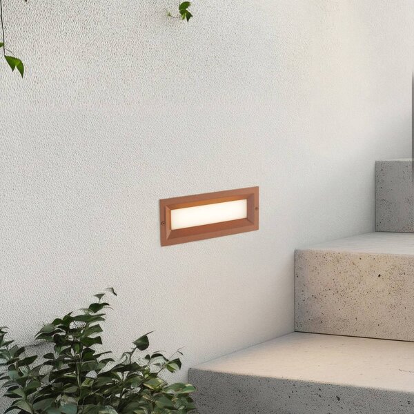 Lucande Applique a LED da incasso Lachlain, ruggine, 25 cm, IP65 Lachlain, Marrone / Ruggine, Alluminio, Moderno, Applique da esterni
