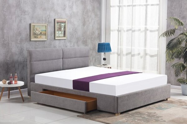 Letto Merida imbottito in grigio - 160x200 cm
