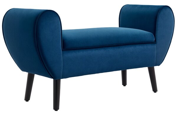 HOMCOM Panca Contenitore Imbottita per Camera da Letto e Ingresso, Panca Fondo Letto in Tessuto Vellutato con Braccioli, 118x42x66cm, Blu|Aosom