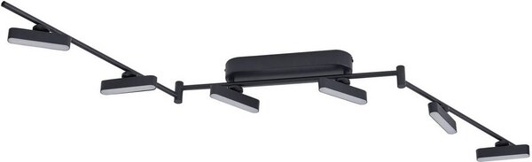 Lindby Faretto LED Eldrin, nero, 6 luci, striscia luminosa