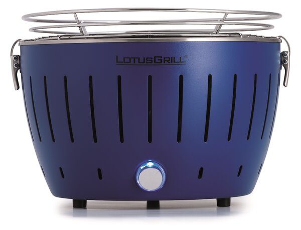 LotusGrill S Small G280, barbecue da tavolo a carbonella blu scuro a bassa emissione di fumo con porta USB