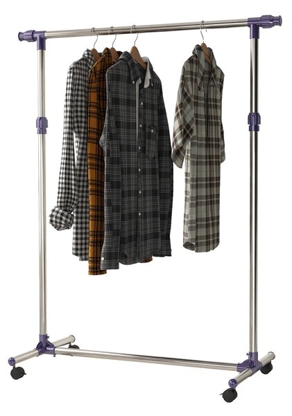 HomCom Stender Appendiabiti Larghezza e altezza regolabili con Ruote in Acciaio Inox 160 x 170cm|Aosom
