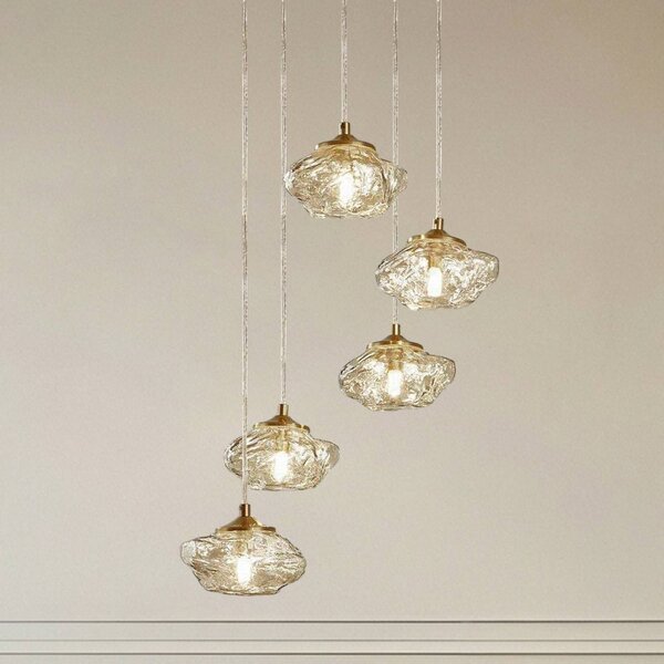 Lampada a sospensione in vetro Piatra Lindby, dimmerabile, Crema / Ambra, Soggiorno / Sala da pranzo, Vetro, Moderno, Lampada a sospensione