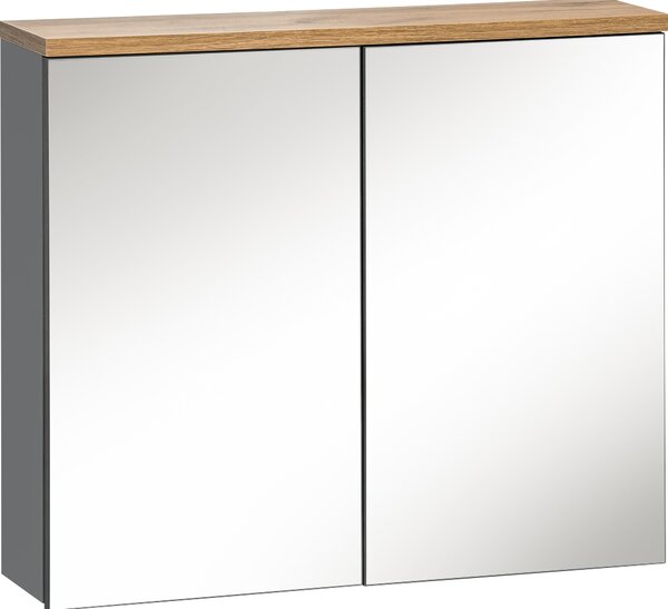 Mobile Bagno Con Specchio Grigio Lucido 60 Cm 2 Ante