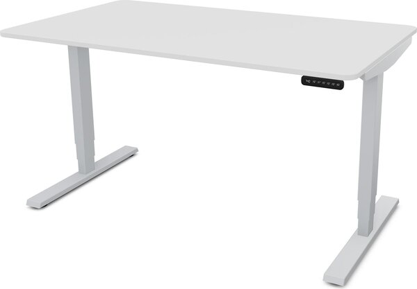 ASSMANN Scrivania regolabile elettricamente in altezza Y-Line Curved Alluminio bianco, 140x70 cm, funzione memoria, doppio motore