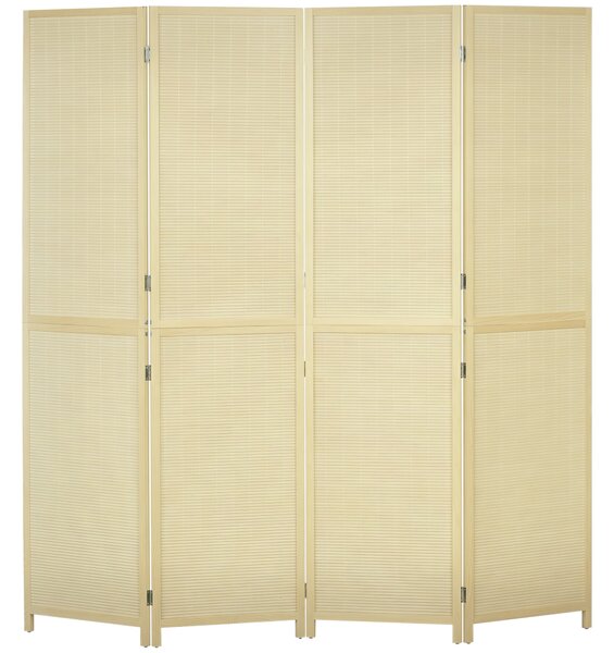 HOMCOM Paravento per Interno Pieghevole a 4 Ante, Divisorio in Bambù di Rattan, 180x1.6x180 cm|Aosom