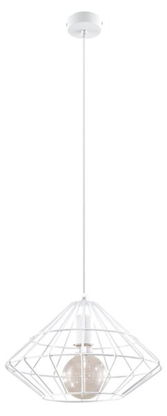 Lampada a sospensione, acciaio bianco, con struttura a gabbia, 33 cm