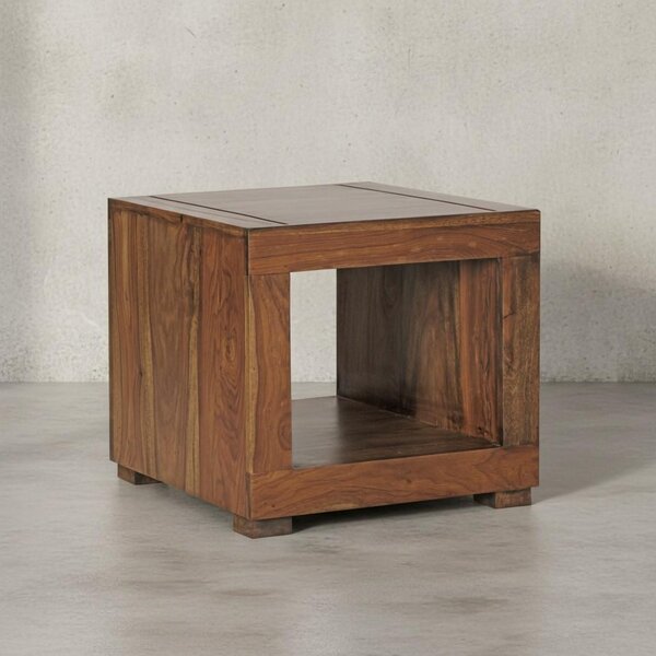 Tavolino in legno massiccio di sheesham, larghezza 50 cm, marrone scuro - Tavolino da salotto in stile country | Kadima Design
