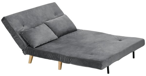 HOMCOM Divano letto a 2 posti con funzione letto, divano pieghevole con cuscini, grigio
