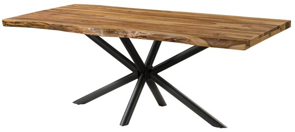 MASSIVMOEBEL24 | Tavolo da pranzo in legno di sheesham 220x100x76 sabbiato naturale / gambe incrociate antracite matt FREEFORM 5