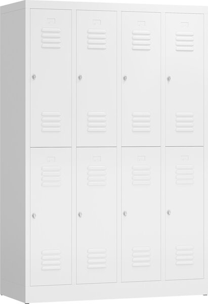 Armadietto Armadio 4 scomparti a due piani 1800 x 1200 x 500 mm segnale bianco X-520247