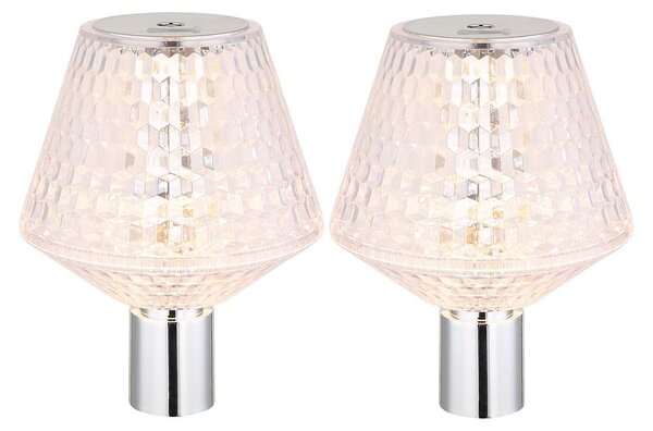 2x LED bottle top, effetto cristallo, touch dimmer, cromato