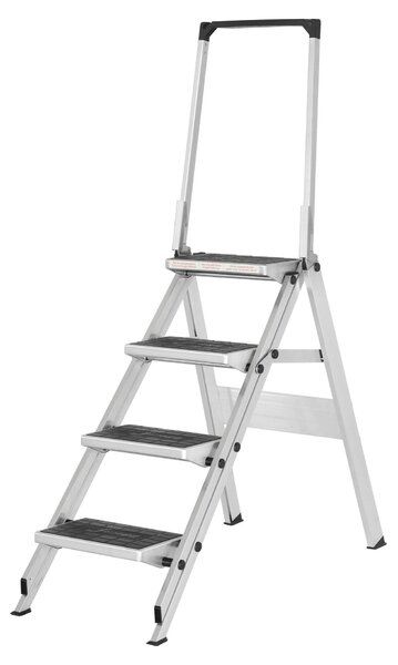 Scala di sicurezza Hymer a 4 gradini con rivestimento in gomma antiscivolo e maniglione