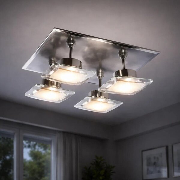 Plafoniere a LED, acciaio, dimmerabili, faretti orientabili, L 25 cm
