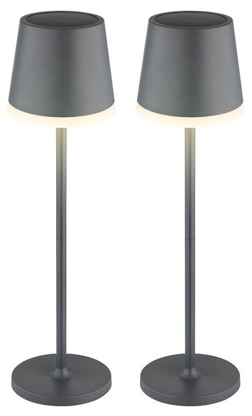 2 lampade solari a LED, lampada da tavolo color antracite, altezza 41 cm